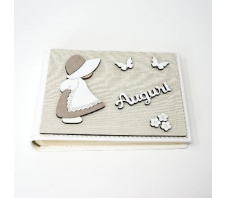 Album portafoto per bambini in ecopelle con applicazioni il legno mdf personalizzabili. 20x15 cm interno foto