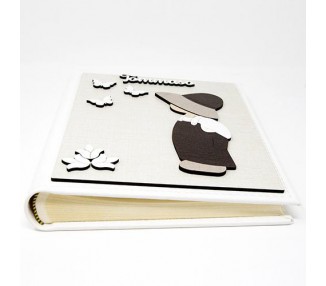 Album portafoto per bambini in ecopelle con applicazioni il legno mdf personalizzabili. 20x15 cm interno foto