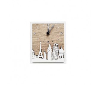 Orologio in legno mdf con strass con illustrazione città. Disponibili due diverse misure.